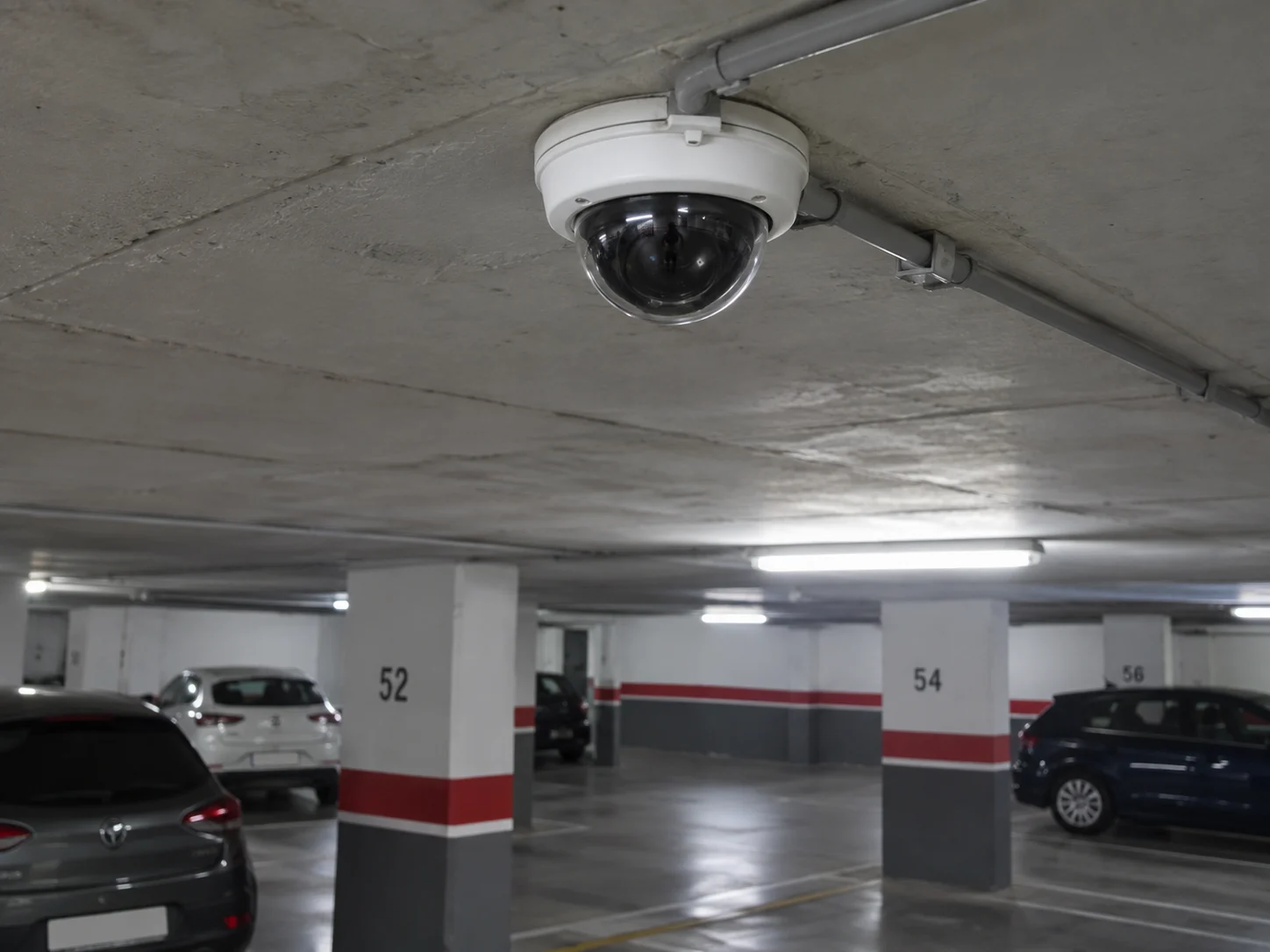 Cámara de videovigilancia instalada por CADI en el garaje de una comunidad de propietarios
