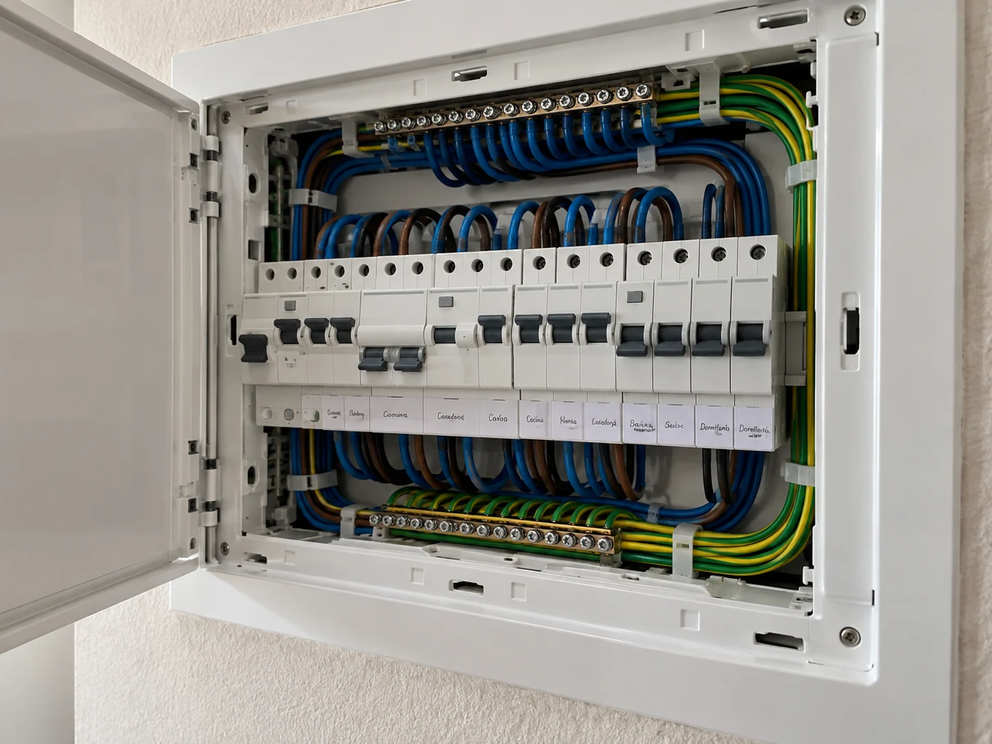 Cuadro eléctrico nuevo con diferenciales y magnetotérmicos etiquetados instalado por CADI